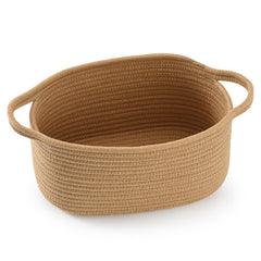 Happyiren Cute Woven Gift Basket with Handle in brown for gifting or storage