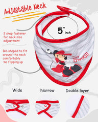 Happy Threads 3 pack flat lay of Minnie bibs highlights durable designs for everyday wear