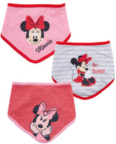Happy Threads Disney Minnie bandana bib front view showing drool protection and cute design