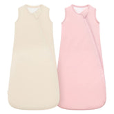 HAPIU sleep sack front view in blush-oat showing soft bamboo fabric for gentle sleep