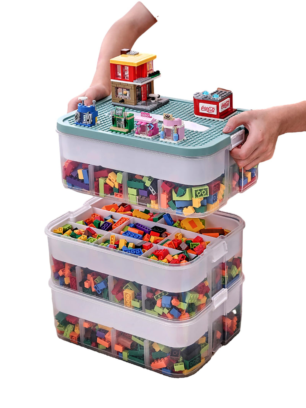 Harazaqa lego-storage-stackable-layers keeps blocks organized and ready for play.