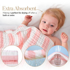 HardNok muslin hooded baby towel in white for gentle drying