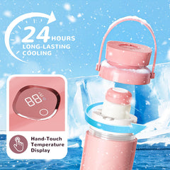 Harringron cooler with two bottles inside neatly organized for feeding