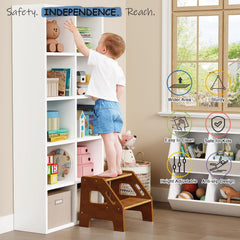 Harwaya step stool with handle provides secure grip for toddlers.