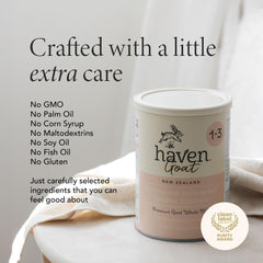 Haven label close-up highlights prebiotics and probiotics for digestion.
