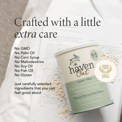 Haven OatToddler Formula powder being scooped for easy meals