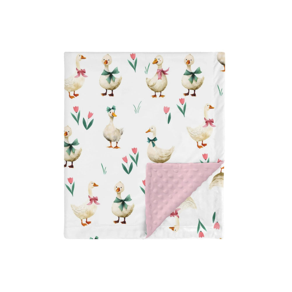 HawSkgFub Goose Pink Bow Ribbon Blanket with dotted back for cozy newborn warmth