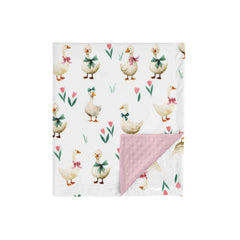 HawSkgFub Goose Pink Bow Ribbon Blanket with dotted back for cozy newborn warmth