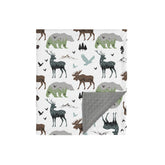 HawSkgFub boho forest animals blanket with mink side, ideal for crib and stroller comfort.