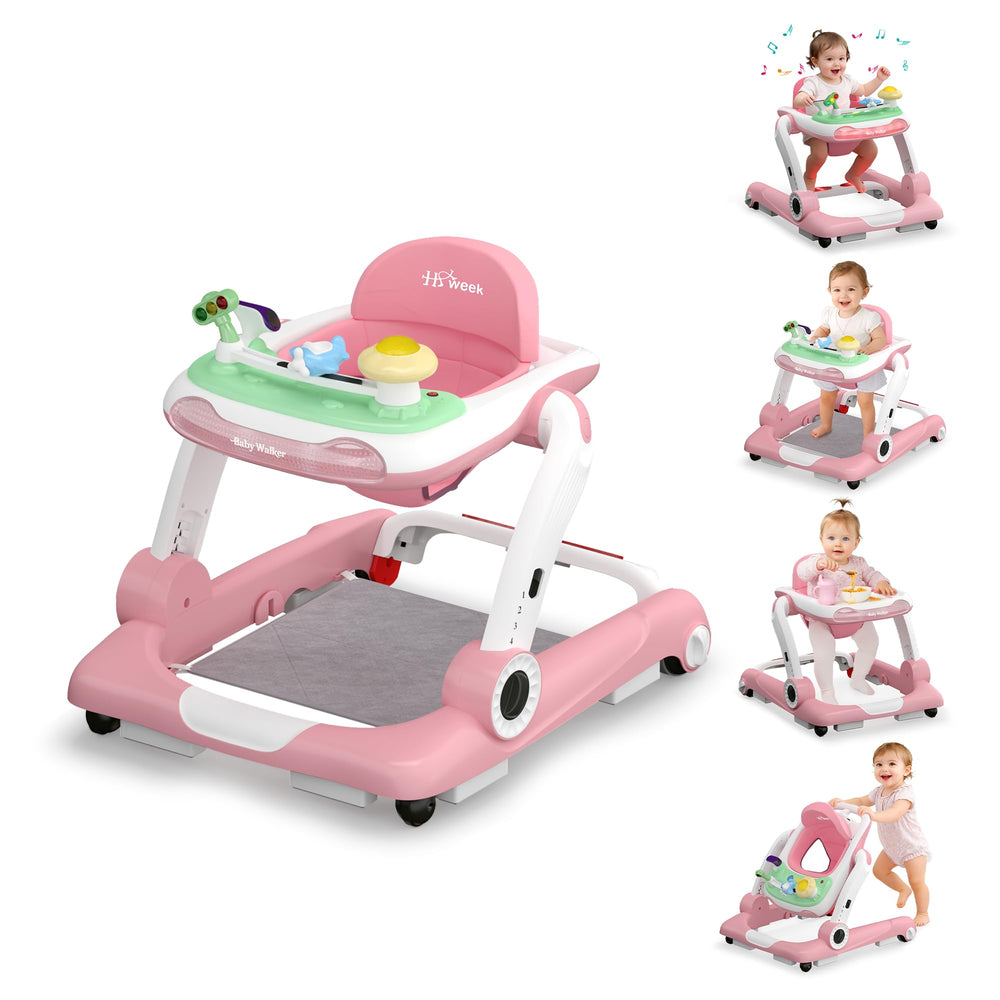 HAWEEK baby walker assembly shows sturdy frame for safe early exploration.