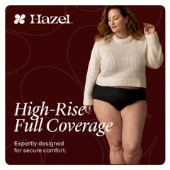 Hazel disposable underwear full-coverage fit shown under clothing