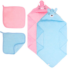 HBHLFZ hooded baby towel in coral fleece for gentle, warm dry after bath