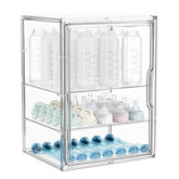 HBlife bottle storage organizer top view showing three-tier layout for quick bottle access