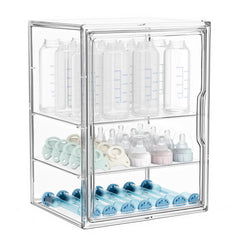 HBlife bottle storage organizer top view showing three-tier layout for quick bottle access