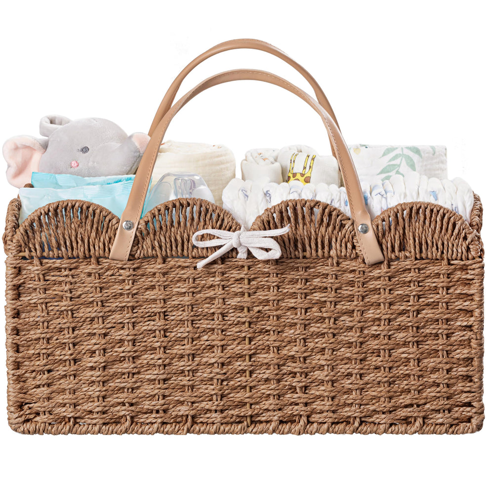 HBlife diaper caddy large paper rope basket for neat nursery organization and style.