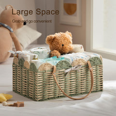 HBlife paper rope nursery basket with removable divider for flexible storage.