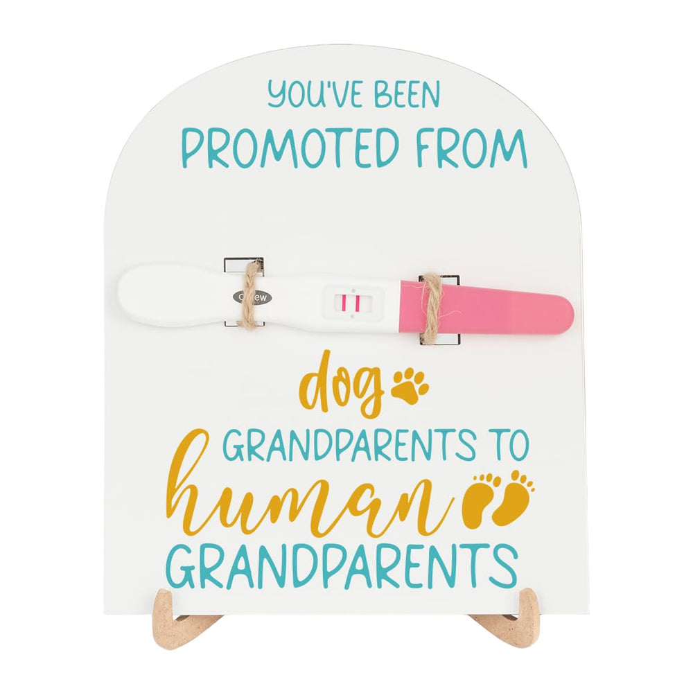 HDHBP Test Keepsake Wooden Sign announces pregnancy to grandparents with warm home décor.