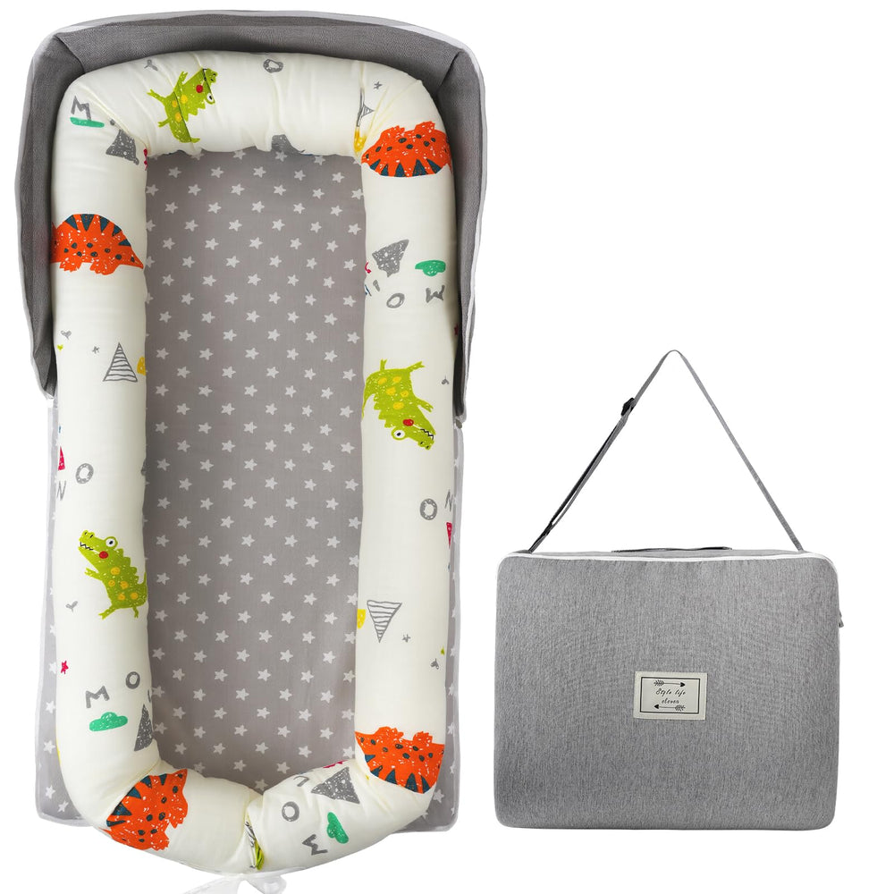 HDUYFYD portable baby lounger with crocodile print, foldable for on-the-go comfort.
