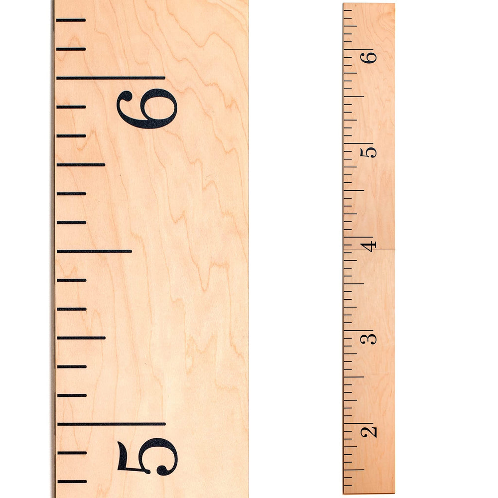 Headwaters Studio growth chart natural wood shows 63 inch height for growing children
