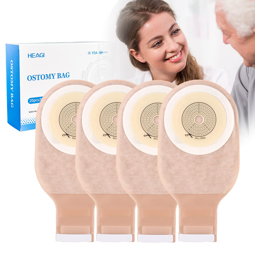 Heagimed 20-pack colostomy bags with cut-to-fit barrier for personalized stoma sizing