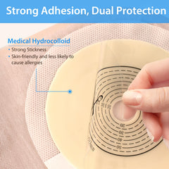 Heagimed cut-to-fit barrier with measurement card enables precise stoma sizing.