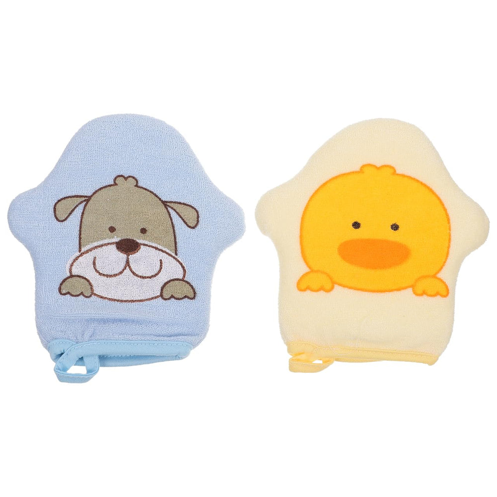 Healifty baby bath sponge mitt with duck design for gentle cleansing.