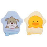 Healifty baby bath sponge mitt with duck design for gentle cleansing.
