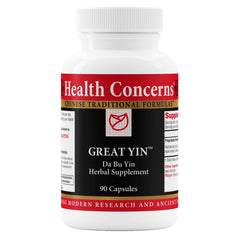 Health Concerns Great Yin bottle front promotes menopause support and calm evening hot flashes