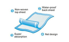 Healthline Chucks blue underpad in discreet packaging ideal for home or care facility use.