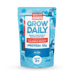 Healthy Heights Grow Daily bag of plain protein mix for kids 3+ offering convenient nutrition