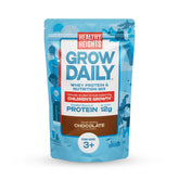 Healthy Heights Grow Daily chocolate tub for a kid-friendly protein boost.