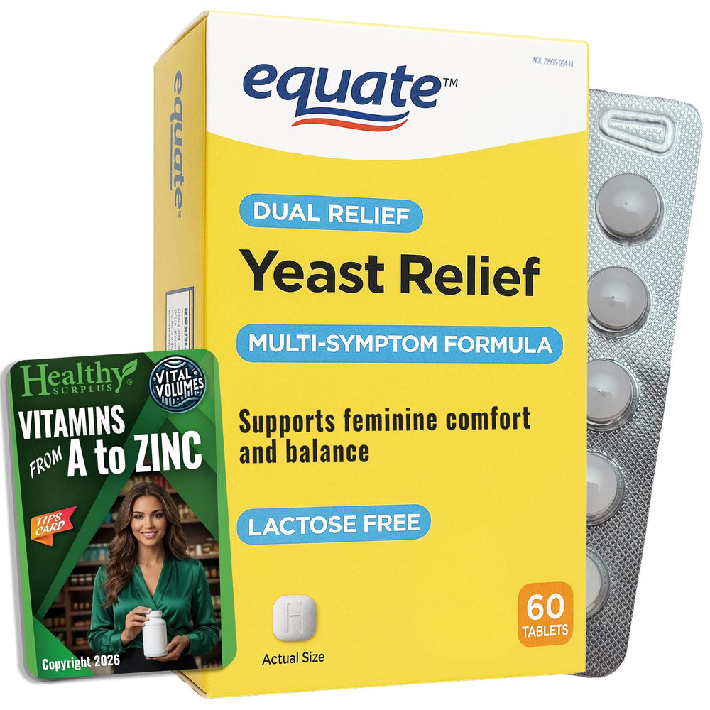 Healthy Surplus Equate Yeast Relief bottle front with label for easy at-home use.