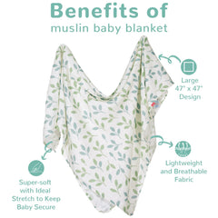 HECCEI large 47x47 swaddle laid flat for secure wrapping