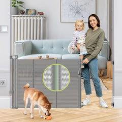 HEELALBABY reinforced 55-wide gate with support rods showcases sturdy doorway protection.