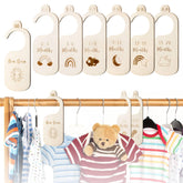 Hefild wooden baby closet dividers front view showing size sorting.