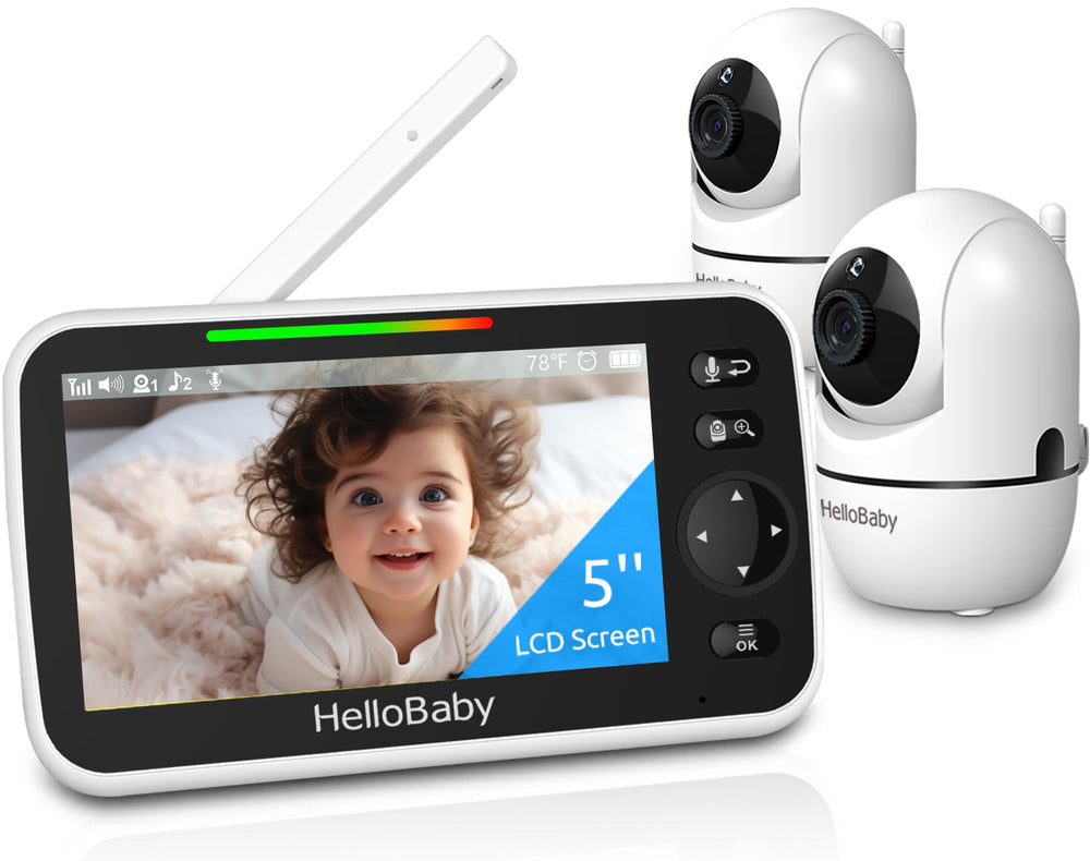 HelloBaby 5-inch monitor front view for easy, centralized baby monitoring.