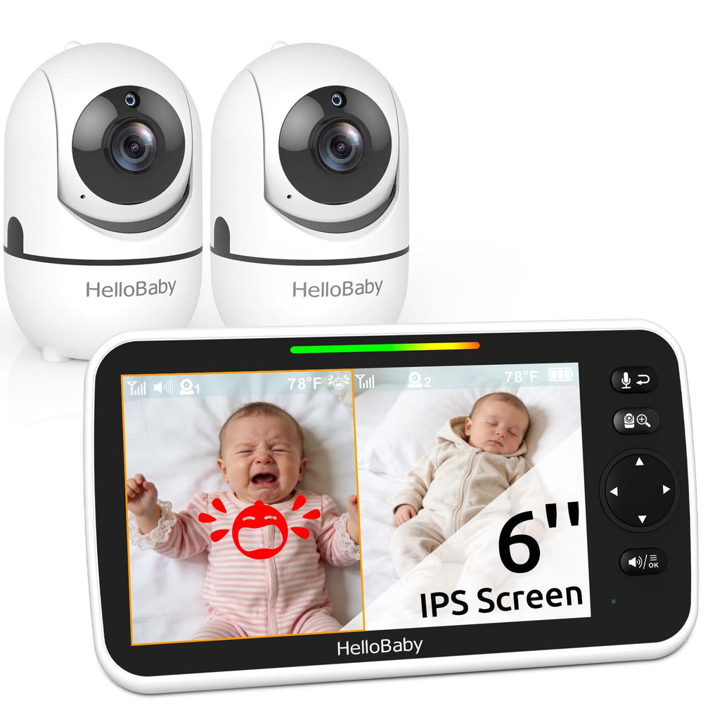 HelloBaby two camera monitor in split screen for twins
