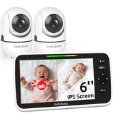 HelloBaby two camera monitor in split screen for twins