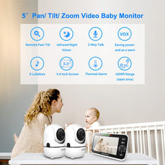 HelloBaby dual cameras PTZ dynamic view for flexible room coverage.