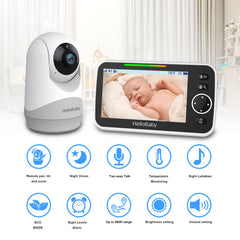 HelloBaby monitor 5-inch screen provides clear video for quick infant checks.