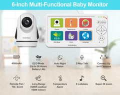 HelloBaby monitor night vision with 320-degree rotation for round-the-clock visibility.