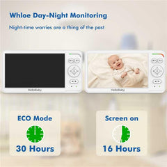 HelloBaby HB6560-2 infrared night vision provides clear sight in low light.