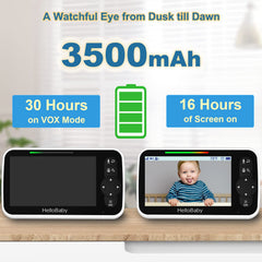 HelloBaby night vision view in grayscale for dark nurseries.