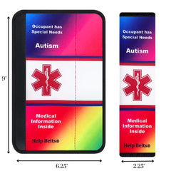 Help Belts autism awareness seatbelt cover 9 pocket-detail highlights emergency info accessible.