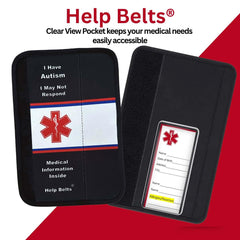 Help Belts emergency information pocket keeps critical details accessible for responders.