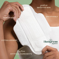 Hempress Hygienics fragrance-free pads support gentle skin compatibility.