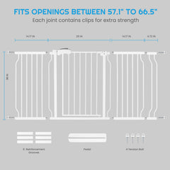 HEMRORO baby gate with extendable width panel for irregular openings.