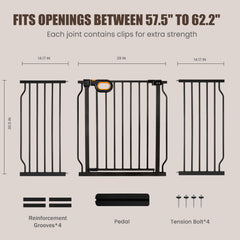 Hemroro baby gate with swing door auto-close for hands-free passage
