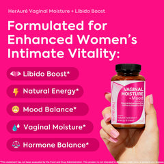 Close-up of HerAuré capsules highlighting an easy daily supplement.