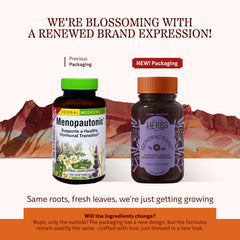 Herbs Etc. Menopautonic softgels dosage instruction image for morning and evening use.